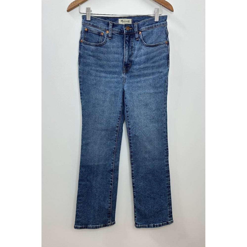 Madewell Cali Demi Boot Jeans Glenside Wash Blue Denim Size 26 Cropped Cotton - Picture 2 of 12